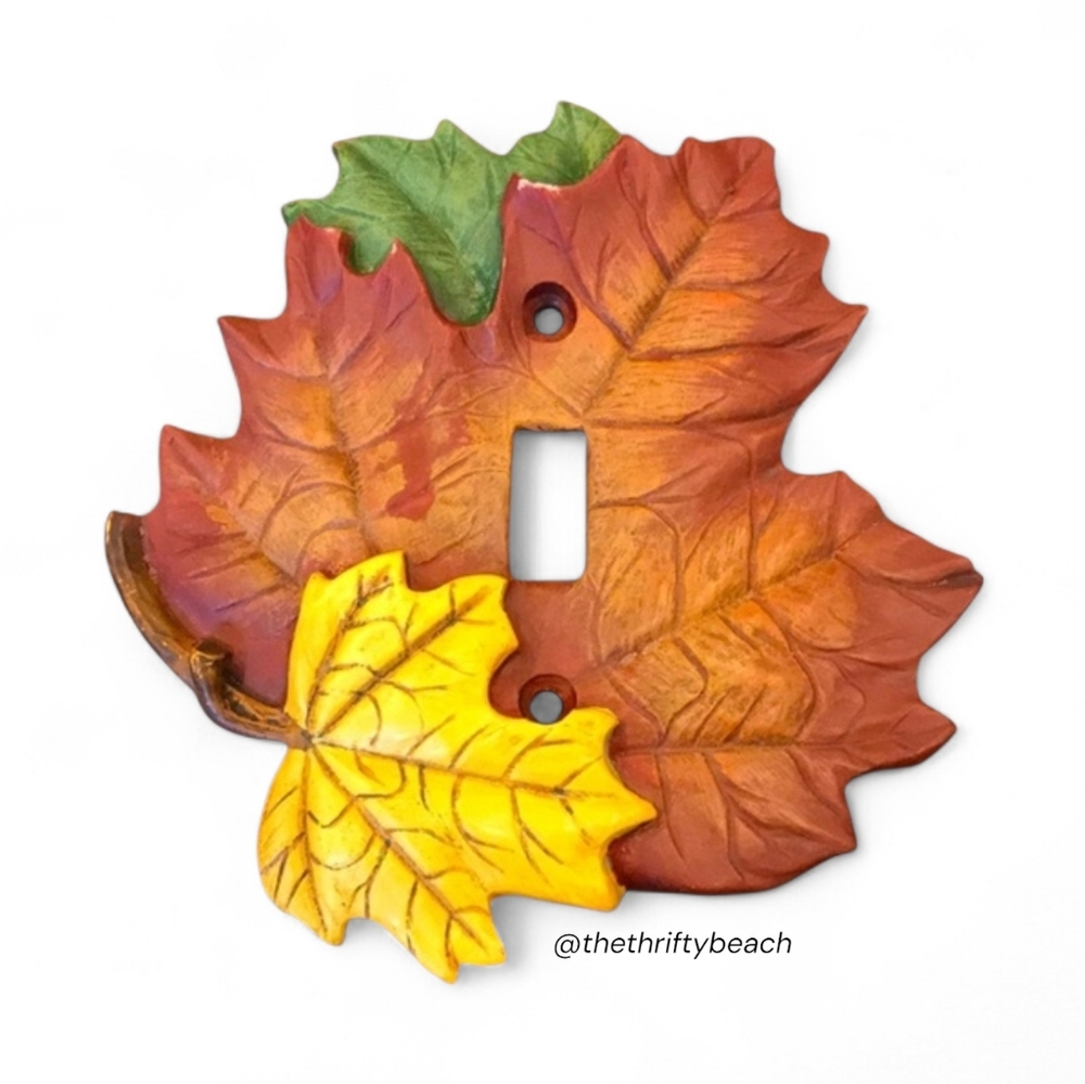 AS IS 🍂 Sculpted Fall Leaves Toggle Light Switch Plate - Artisan Style